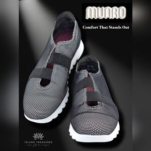 Munro "Alta" Size 11.5M Stylish Women's Black Mesh Slip-On Shoes Supportive Sole